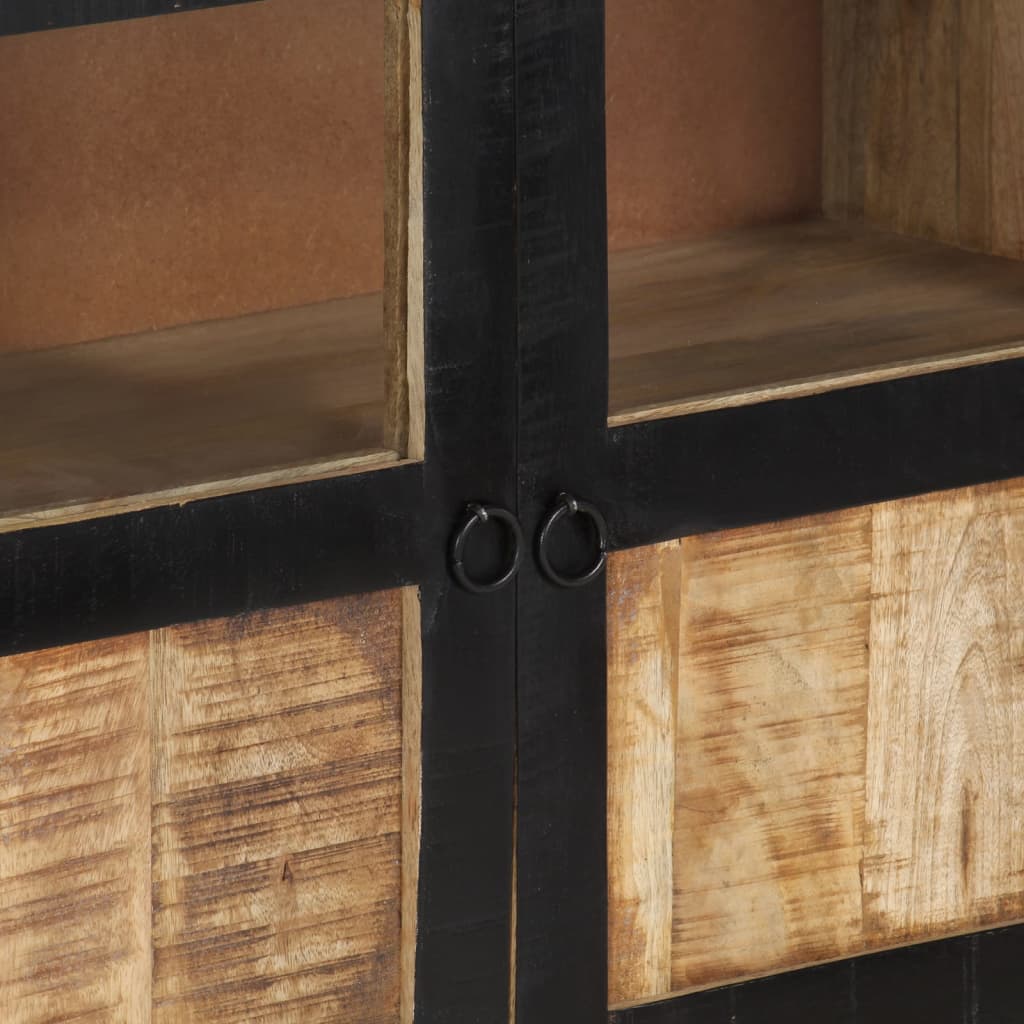 Credenza Marrone e Nera 160x30x76 cm in Legno Massello di Mango - homemem39