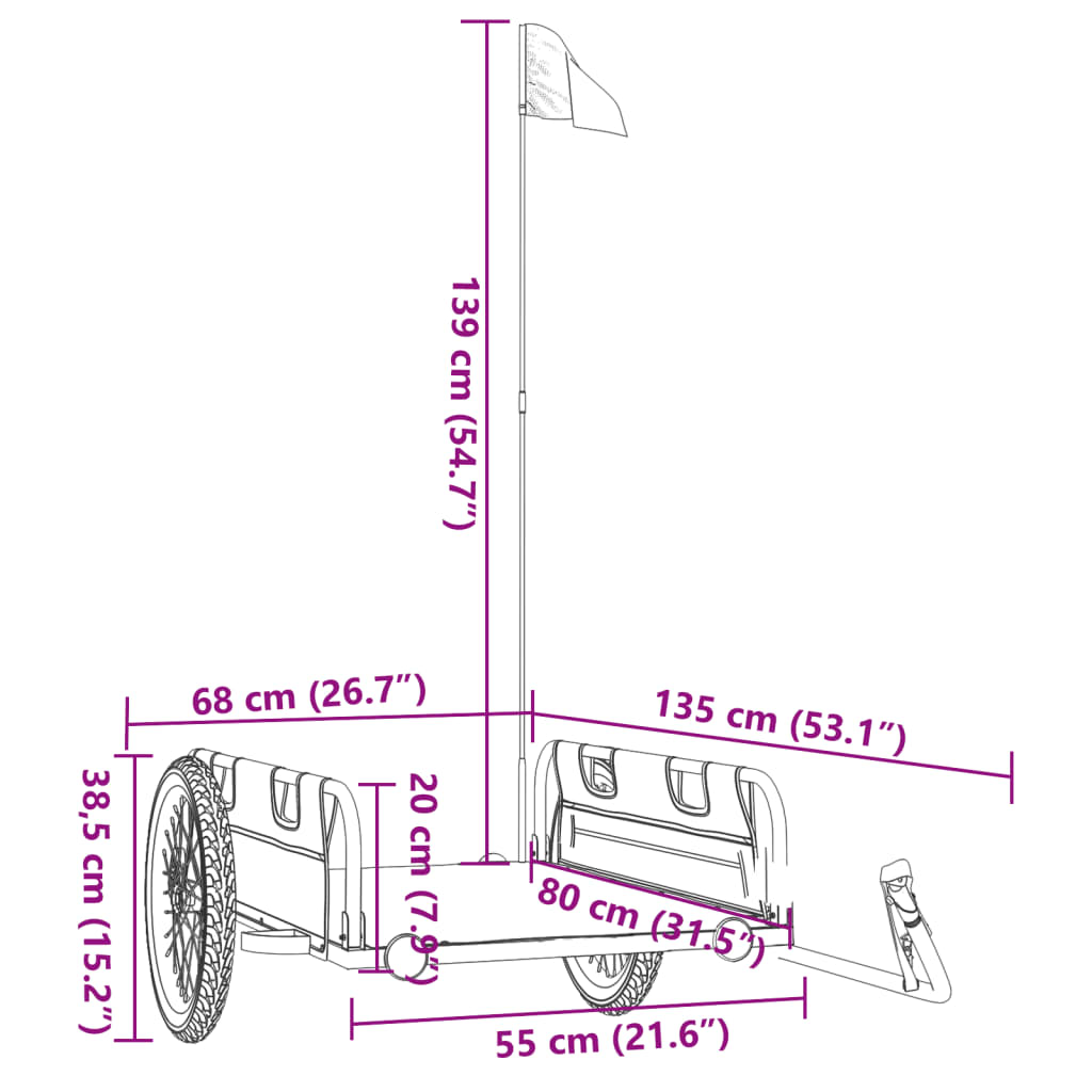 Rimorchio da Bici Arancione e Grigio Oxford e Ferro | homemem39
