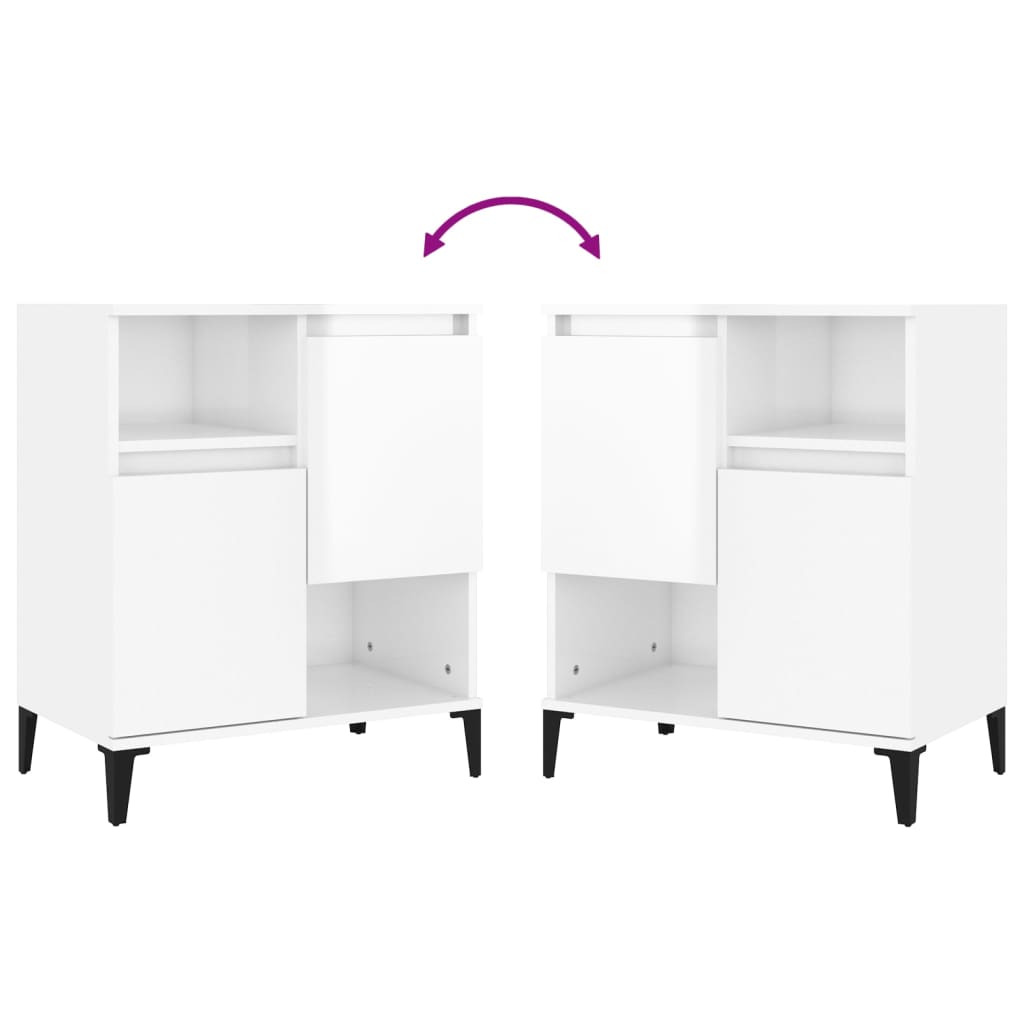 Credenze 2pz Bianco Lucido 60x35x70 cm in Legno Multistrato - homemem39