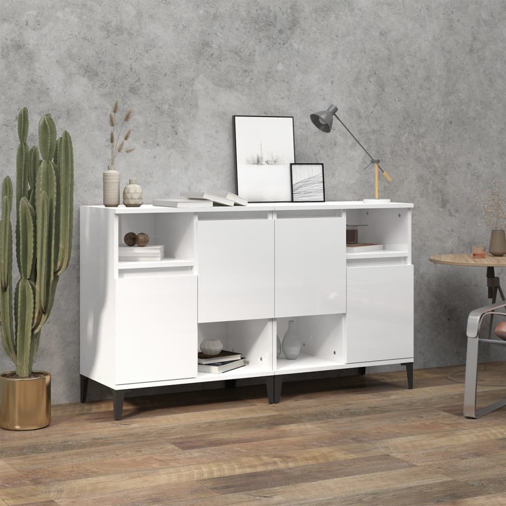 Credenze 2pz Bianco Lucido 60x35x70 cm in Legno Multistrato - homemem39