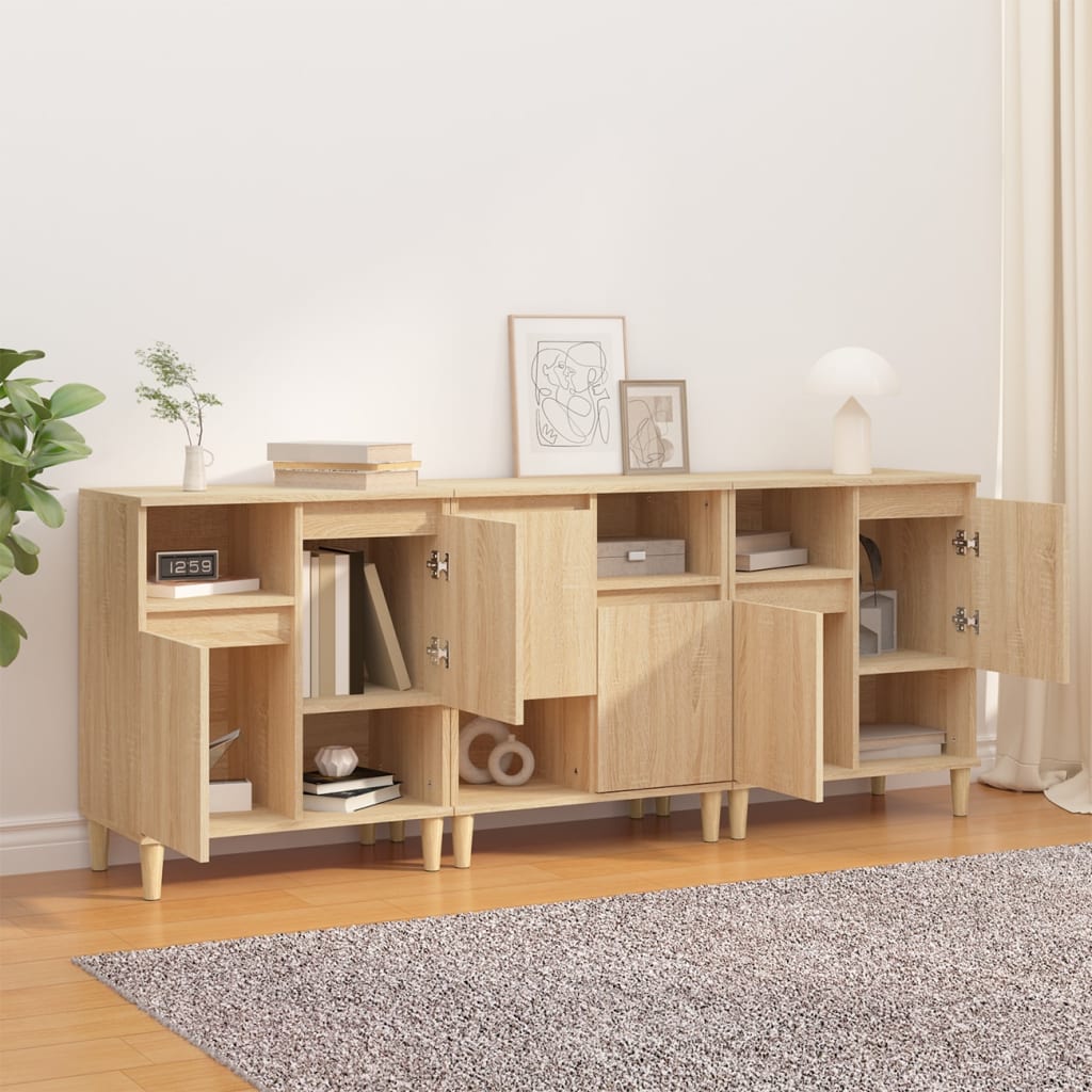 Credenze 3pz Rovere Sonoma 60x35x70 cm in Legno Multistrato