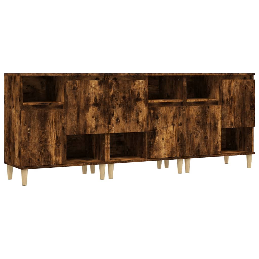 Credenze 3pz Rovere Fumo 60x35x70 cm in Legno Multistrato - homemem39