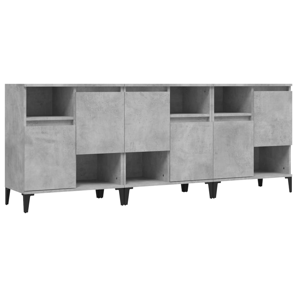 Credenze 3pz Grigio Cemento 60x35x70 cm in Legno Multistrato - homemem39