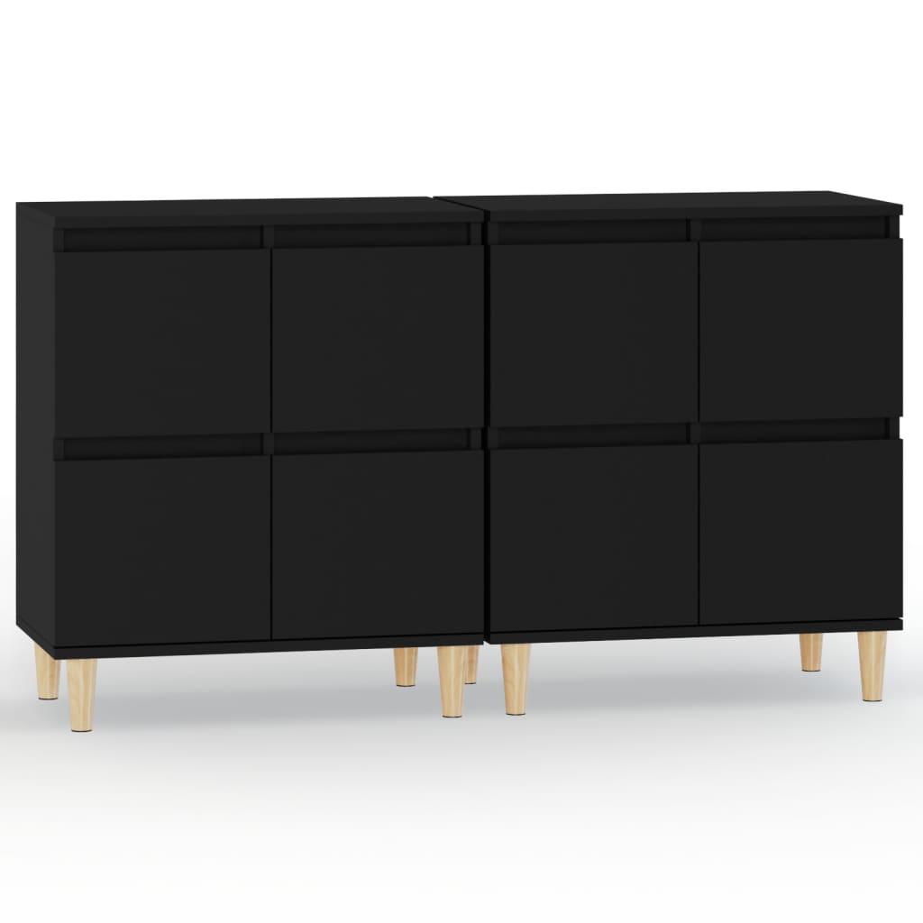 Credenze 2pz Nere 60x35x70 cm in Legno Multistrato - homemem39