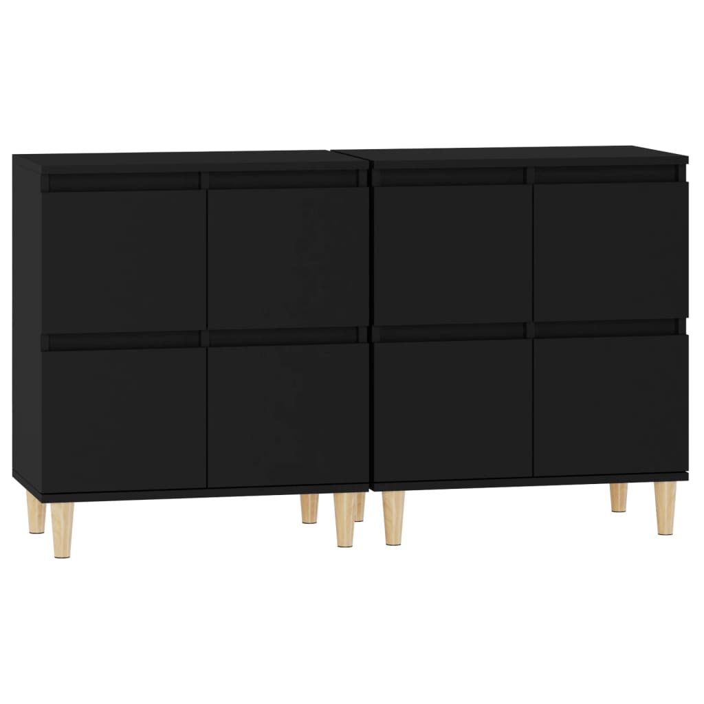 Credenze 2pz Nere 60x35x70 cm in Legno Multistrato - homemem39