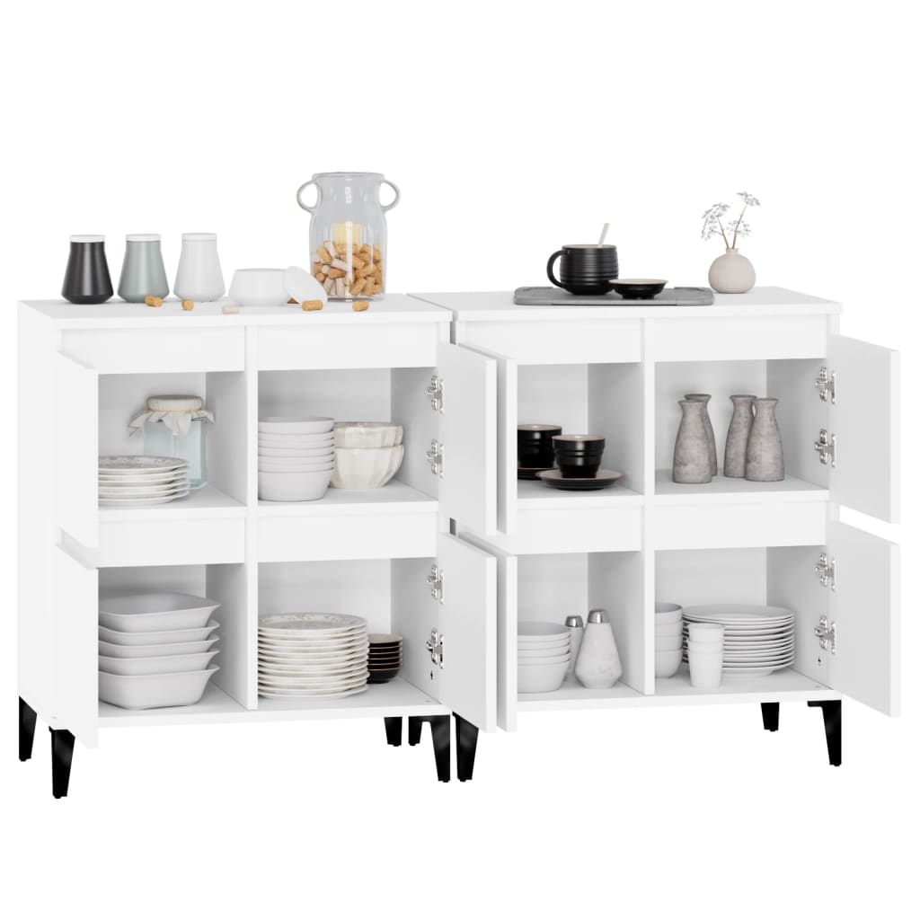 Credenze 2pz Bianche 60x35x70 cm in Legno Multistrato