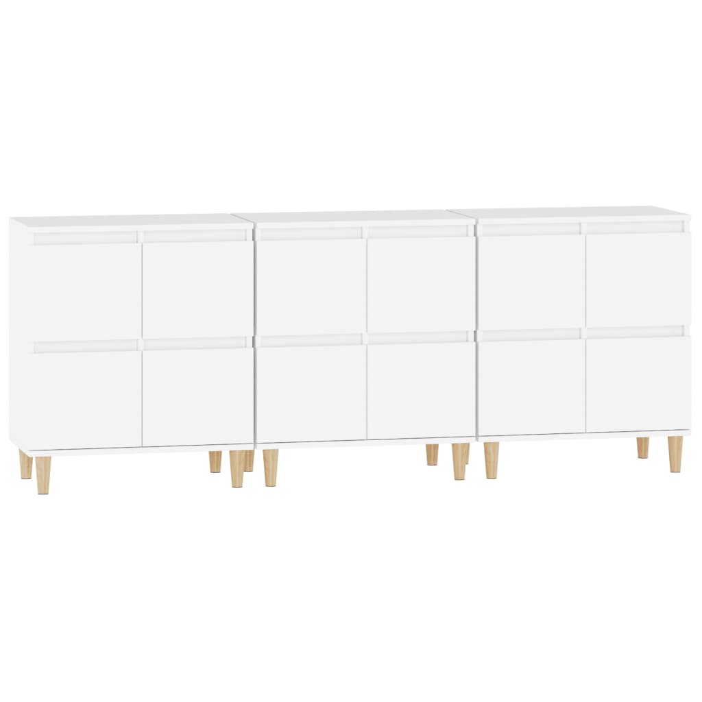 Credenze 3pz Bianche 60x35x70 cm in Legno Multistrato