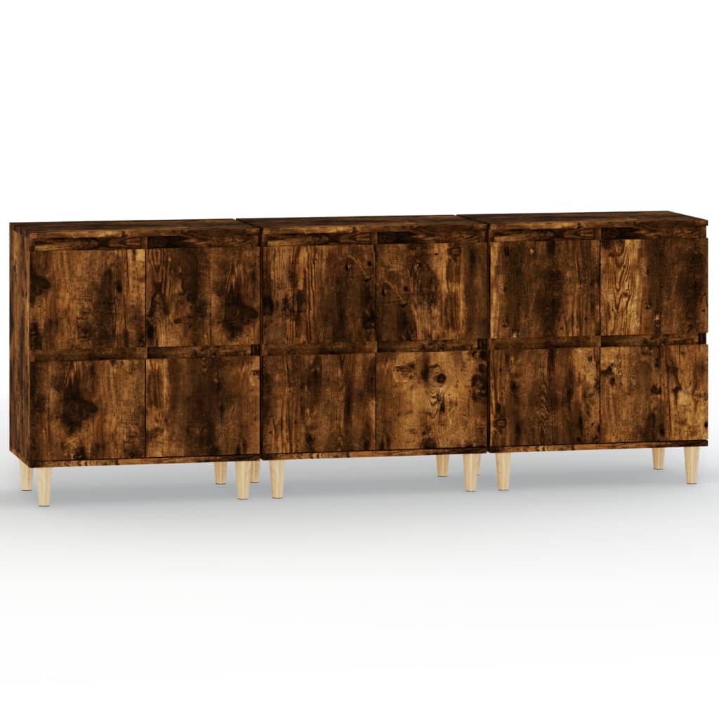 Credenze 3pz Rovere Fumo 60x35x70 cm in Legno Multistrato - homemem39