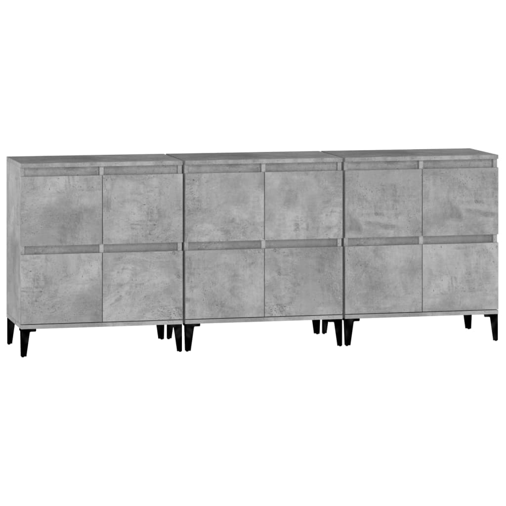 Credenze 3pz Grigio Cemento 60x35x70 cm in Legno Multistrato - homemem39