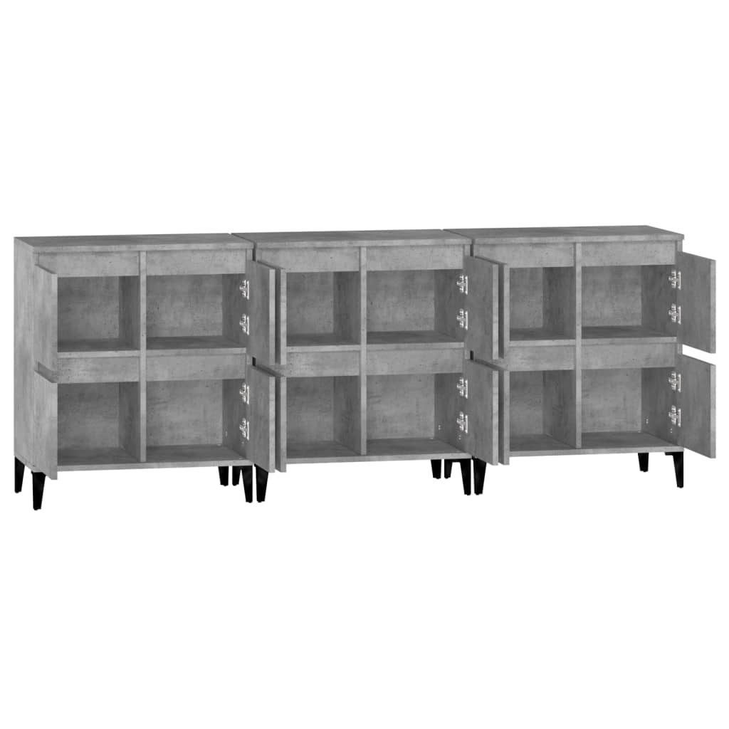 Credenze 3pz Grigio Cemento 60x35x70 cm in Legno Multistrato - homemem39