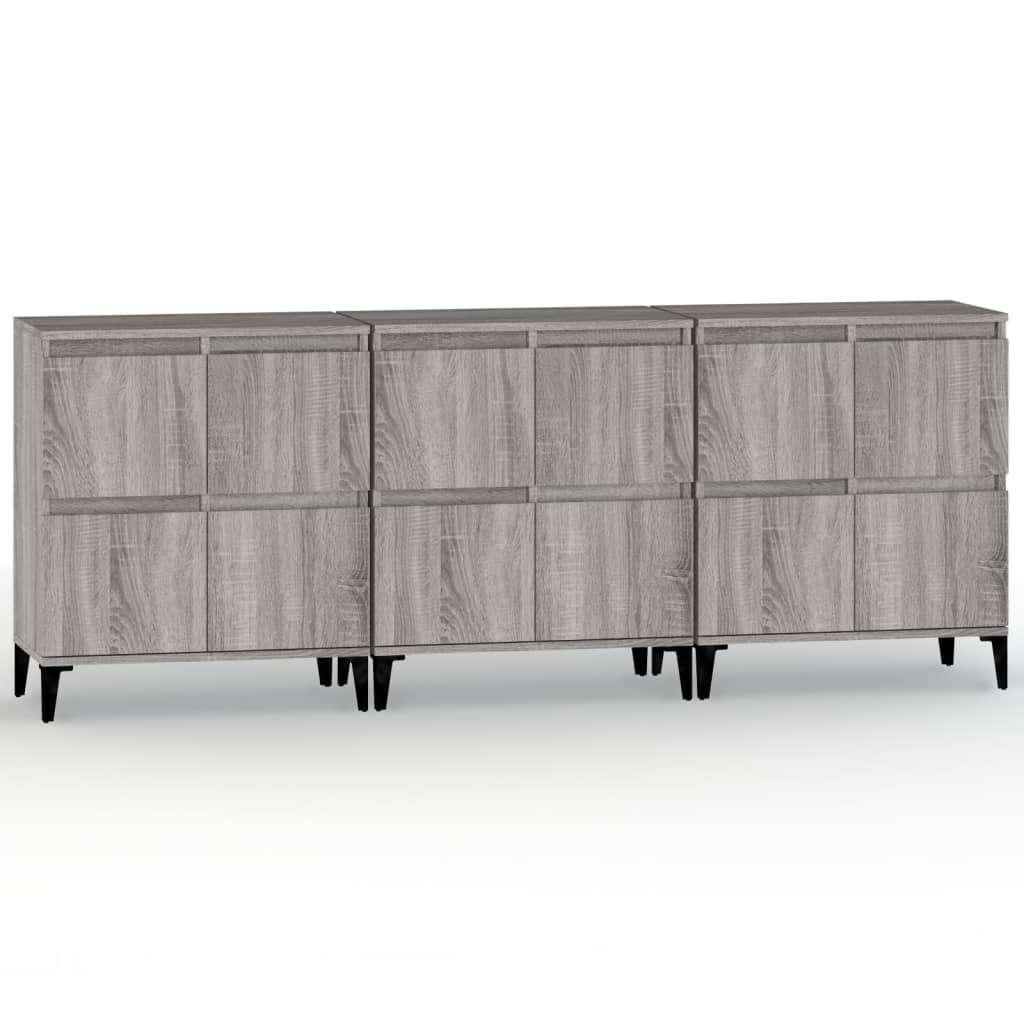 Credenze 3pz Grigio Sonoma 60x35x70 cm in Legno Multistrato - homemem39