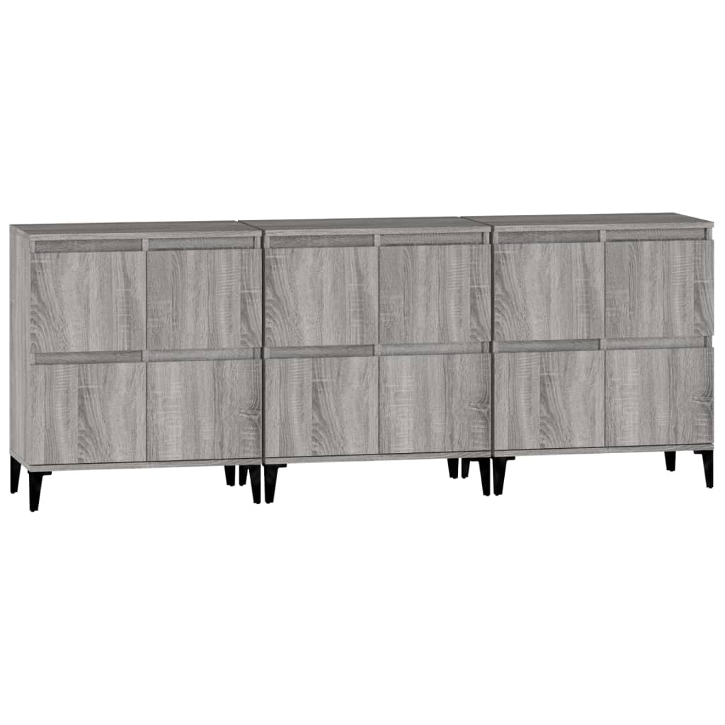 Credenze 3pz Grigio Sonoma 60x35x70 cm in Legno Multistrato - homemem39