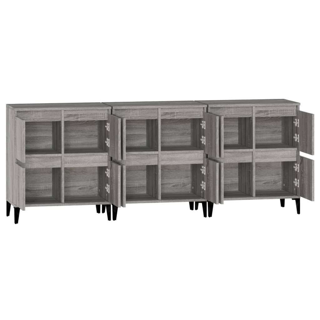 Credenze 3pz Grigio Sonoma 60x35x70 cm in Legno Multistrato - homemem39