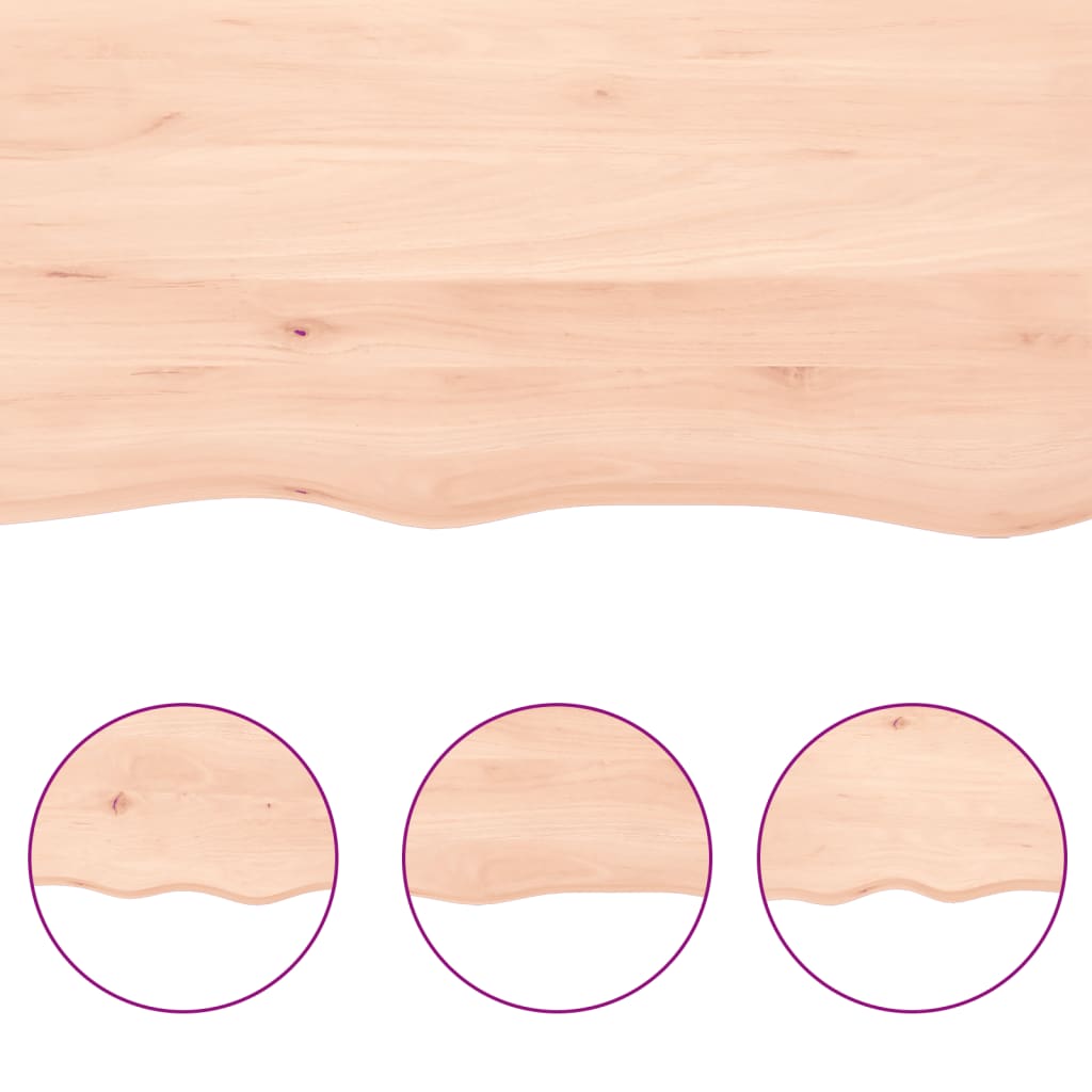 Piano per Tavolo 80x50x(2-4) cm in Rovere Massello Non Trattato - homemem39