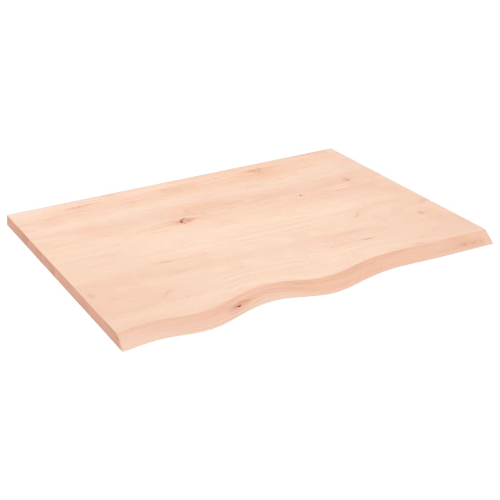 Piano per Tavolo 80x60x2 cm in Rovere Massello Non Trattato - homemem39