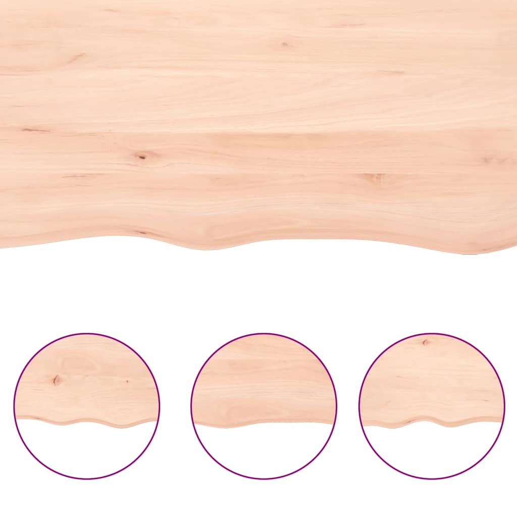 Piano per Tavolo 180x50x(2-6)cm in Rovere Massello Non Trattato - homemem39