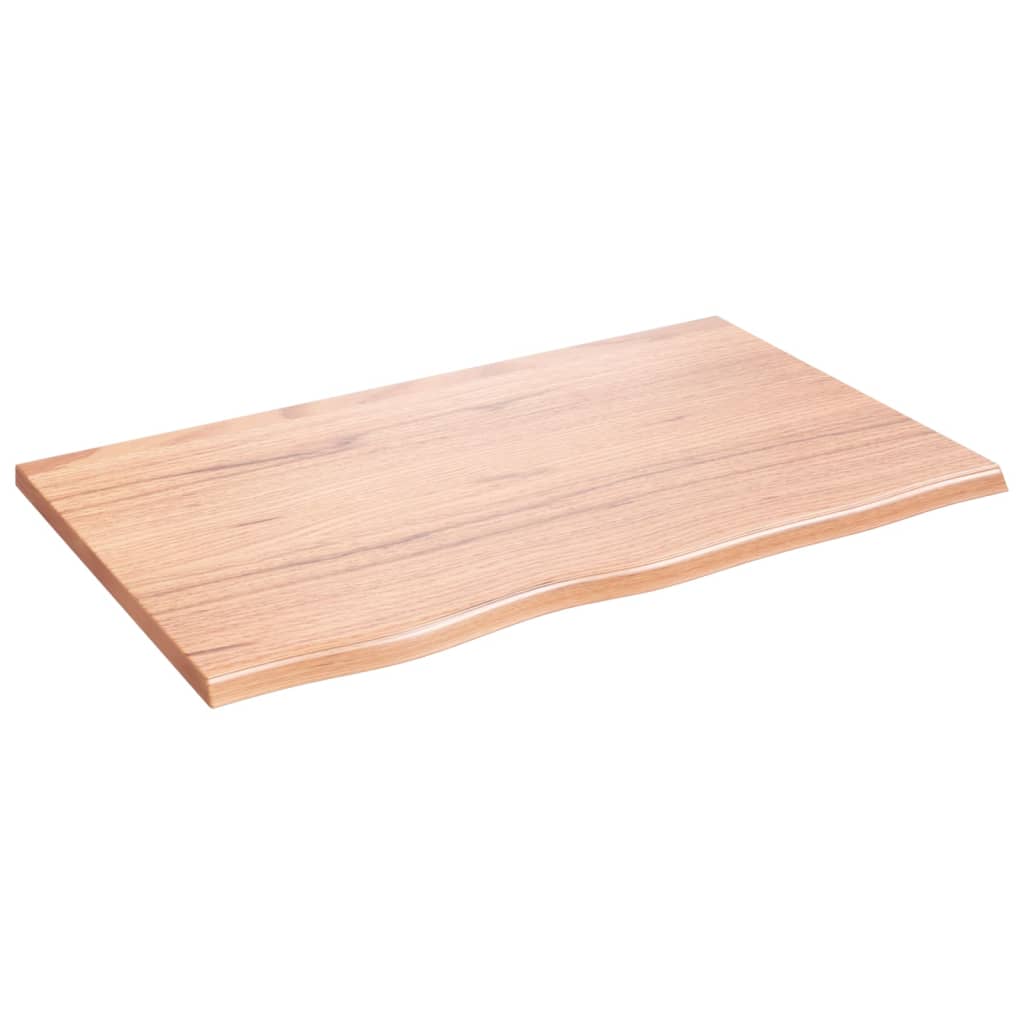 Piano Tavolo Marrone Chiaro 80x50x2cm Rovere Massello Trattato - homemem39