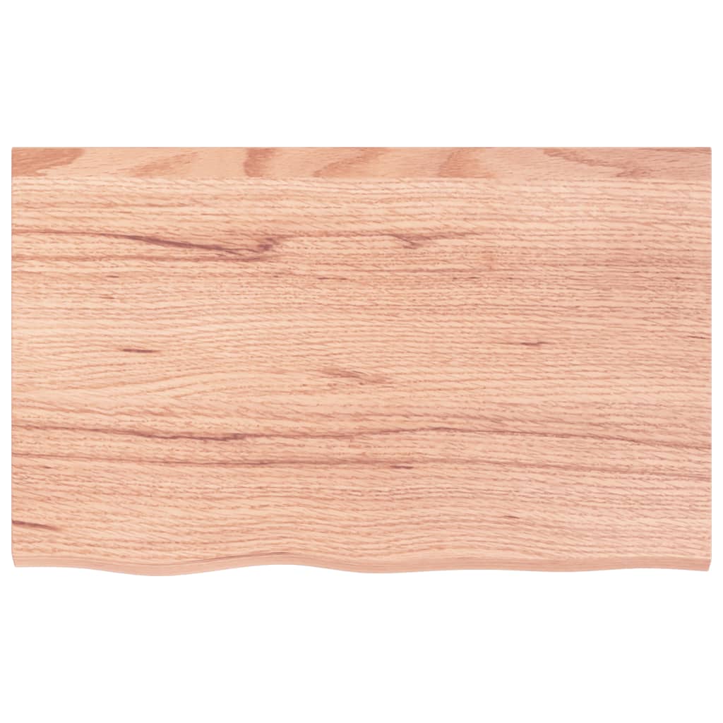 Piano Tavolo Marrone Chiaro 80x50x2cm Rovere Massello Trattato - homemem39