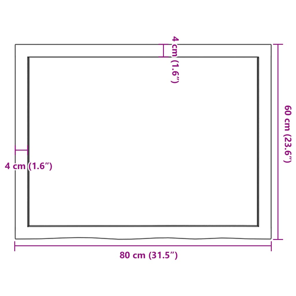 Piano Tavolo Marrone 80x60x(2-6) cm Massello Rovere Trattato | homemem39