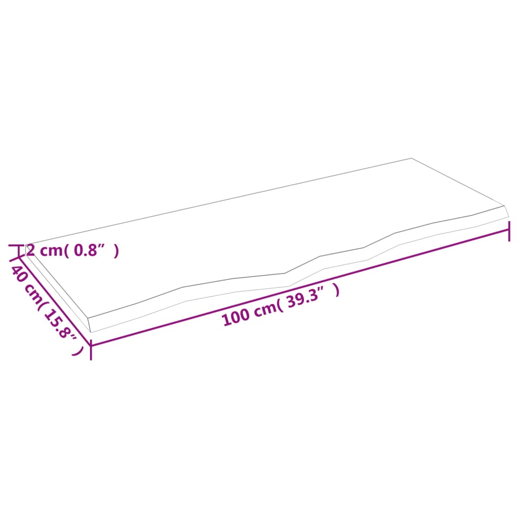 Piano Tavolo Marrone Chiaro 100x40x2cm Rovere Massello Trattato | homemem39