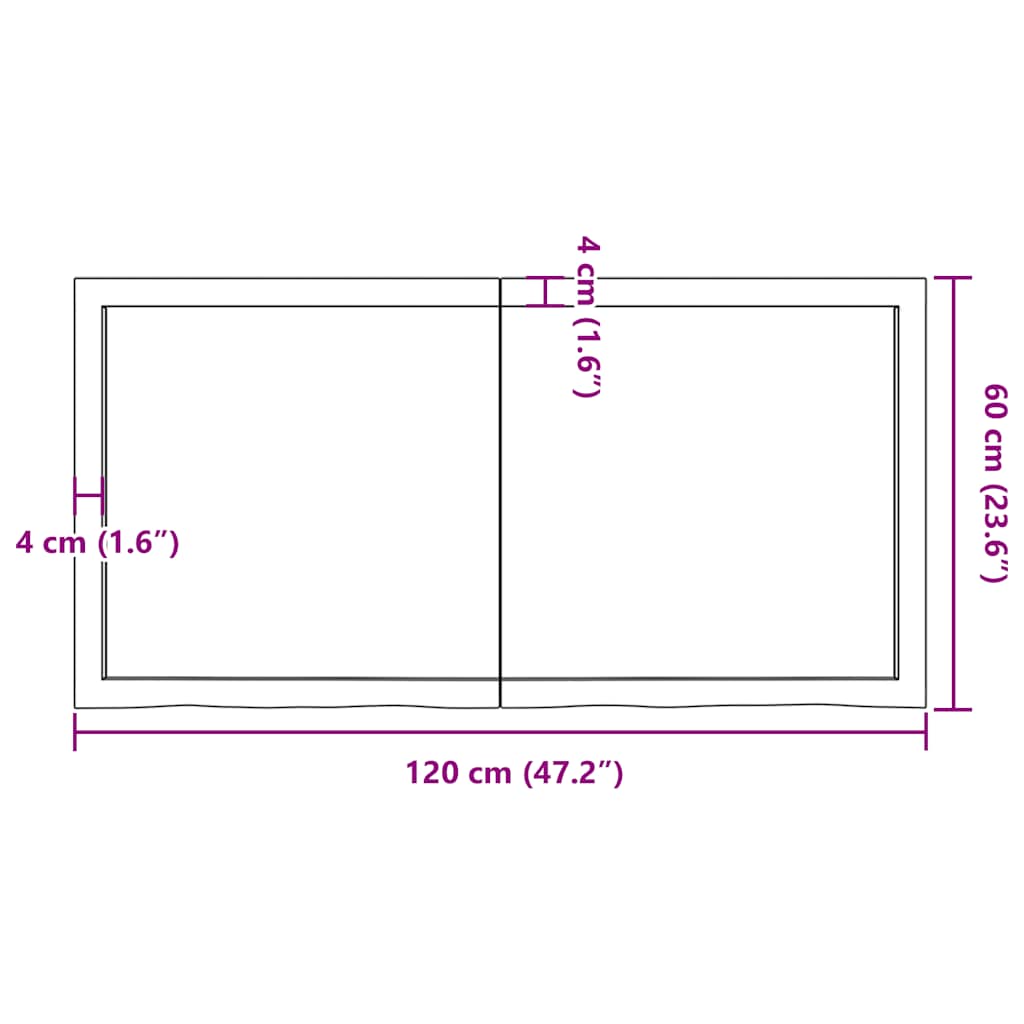 Piano Tavolo Marrone 120x60x(2-6) cm Massello Rovere Trattato | homemem39