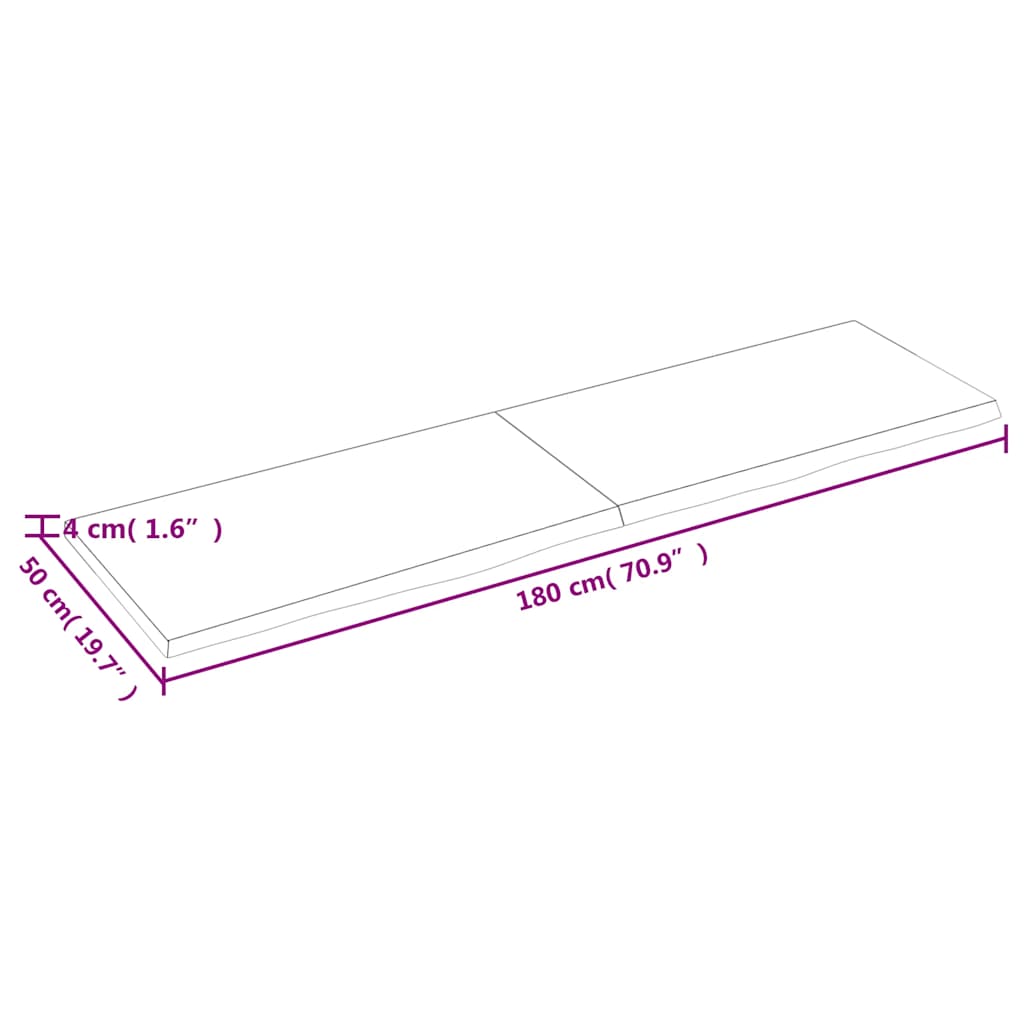Piano Tavolo Marrone 180x50x(2-4) cm Massello Rovere Trattato - homemem39