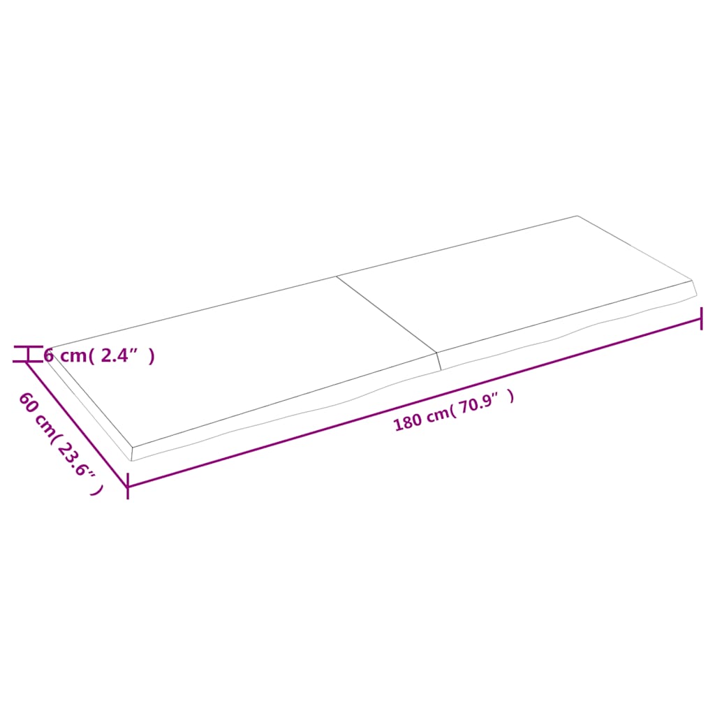 Piano Tavolo Marrone 180x60x(2-6) cm Rovere Massello Trattato - homemem39