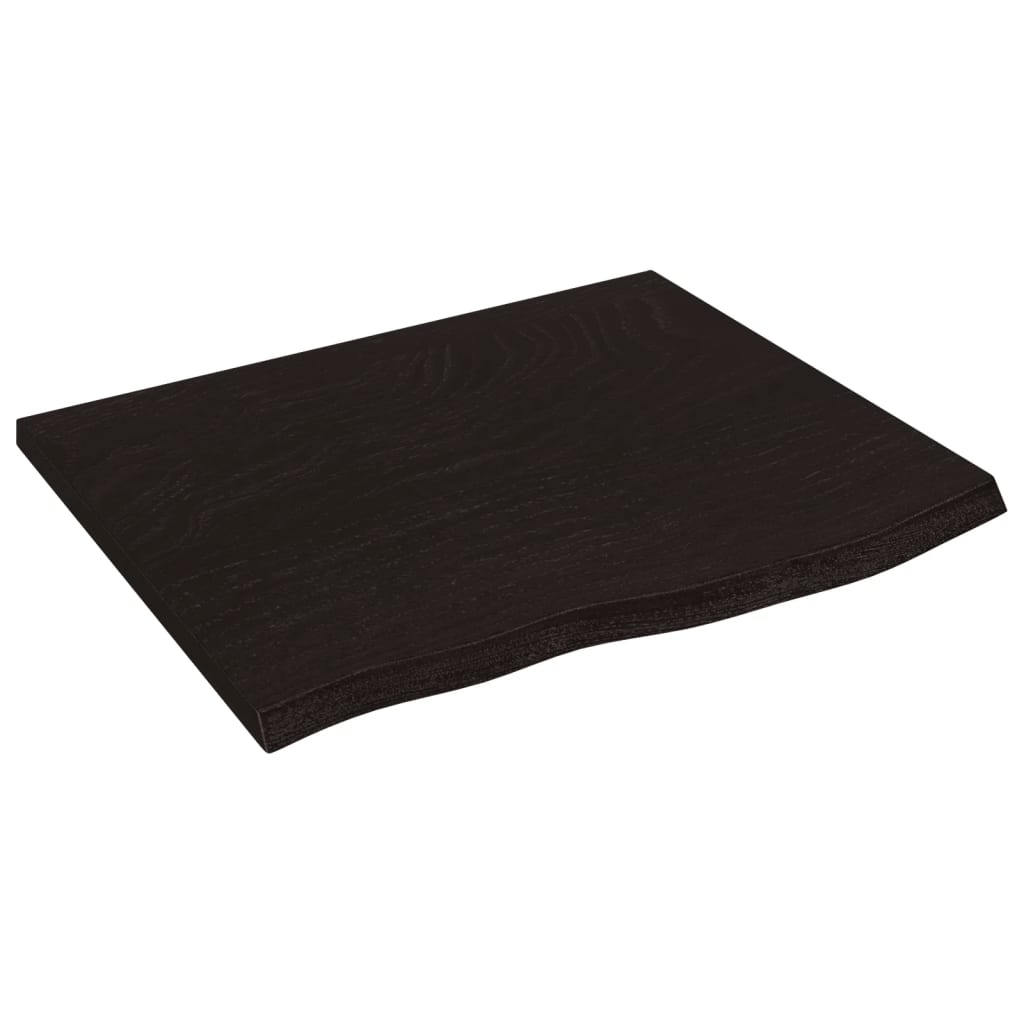 Piano Tavolo Marrone Scuro 60x50x2cm Rovere Massello Trattato - homemem39