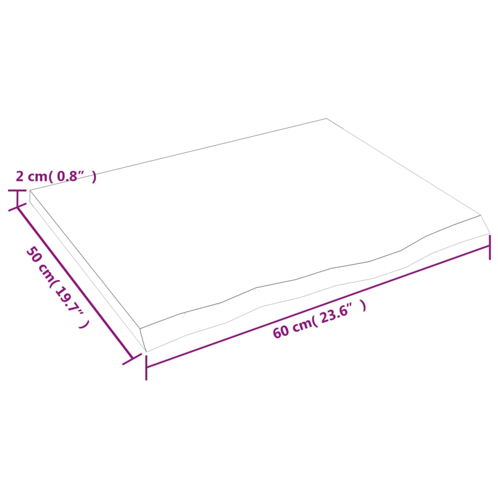 Piano Tavolo Marrone Scuro 60x50x2cm Rovere Massello Trattato - homemem39