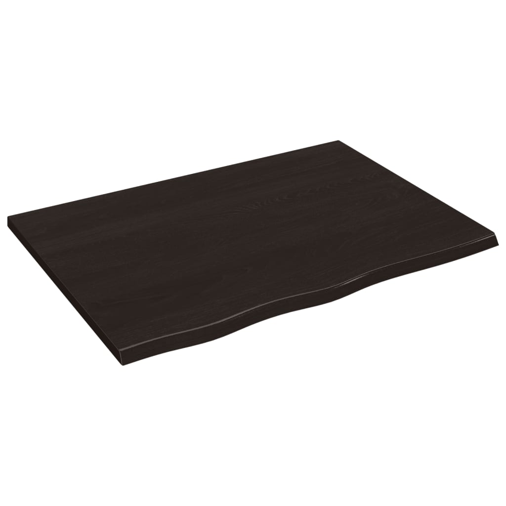 Piano Tavolo Marrone Scuro 80x60x2cm Rovere Massello Trattato - homemem39