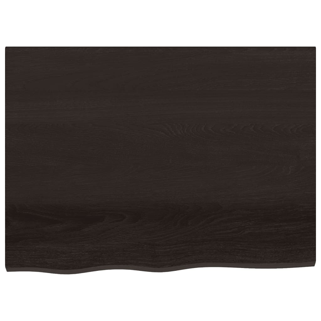 Piano Tavolo Marrone Scuro 80x60x2cm Rovere Massello Trattato - homemem39