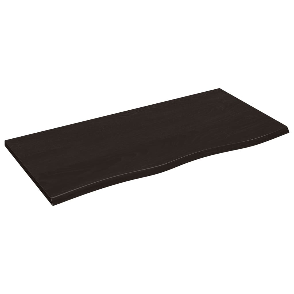 Piano Tavolo Marrone Scuro 100x50x2cm Rovere Massello Trattato - homemem39