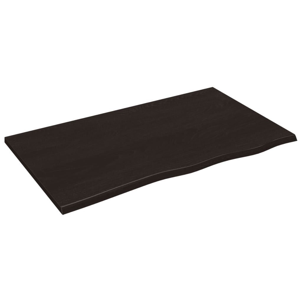 Piano Tavolo Marrone Scuro 100x60x2cm Rovere Massello Trattato - homemem39