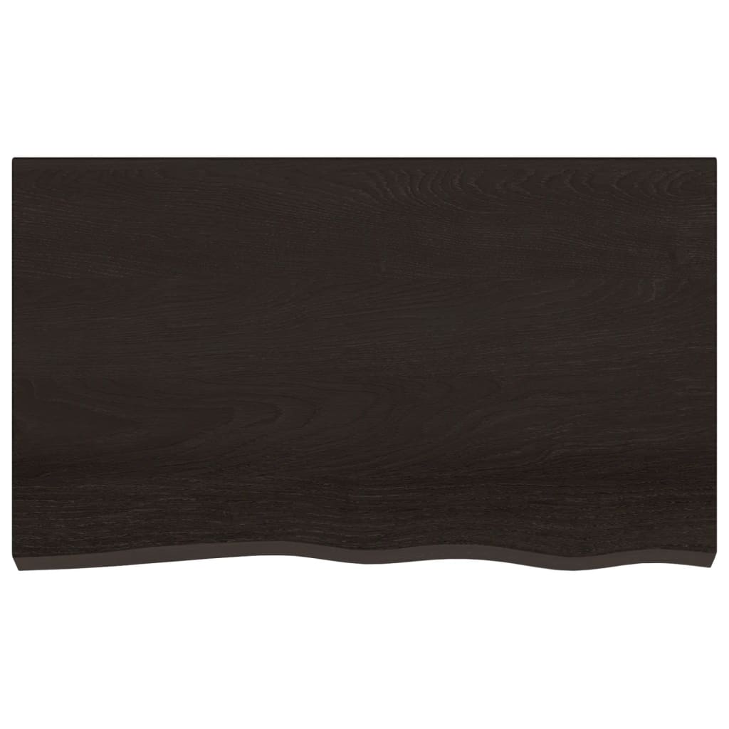 Piano Tavolo Marrone Scuro 100x60x2cm Rovere Massello Trattato - homemem39