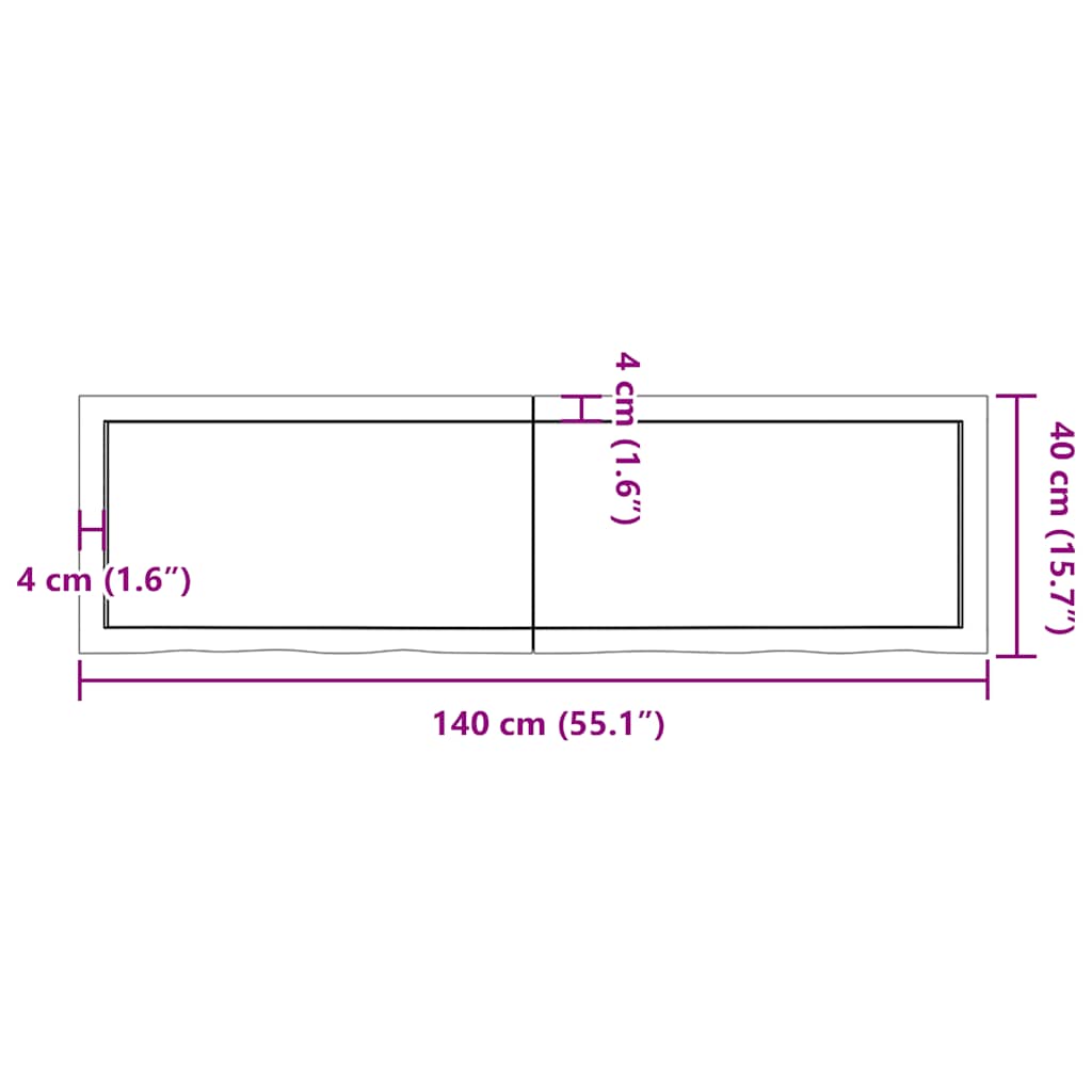 Piano Tavolo Marrone 140x40x(2-6) cm Rovere Massello Trattato - homemem39