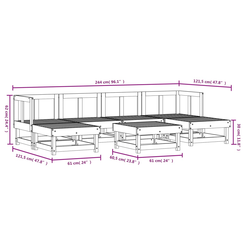 Set Salotto da Giardino 7 pz in Legno Massello di Douglas | homemem39
