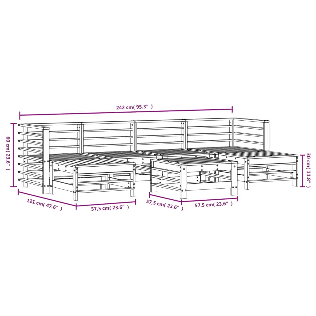 Set Salotto da Giardino 7 pz in Legno Massello di Douglas | homemem39