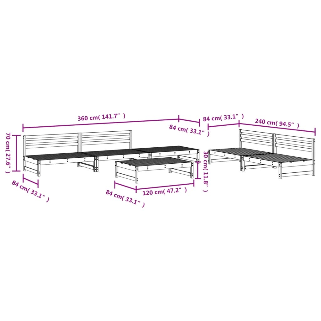 Set Salotto da Giardino 6 pz Bianco in Legno Massello di Pino | homemem39