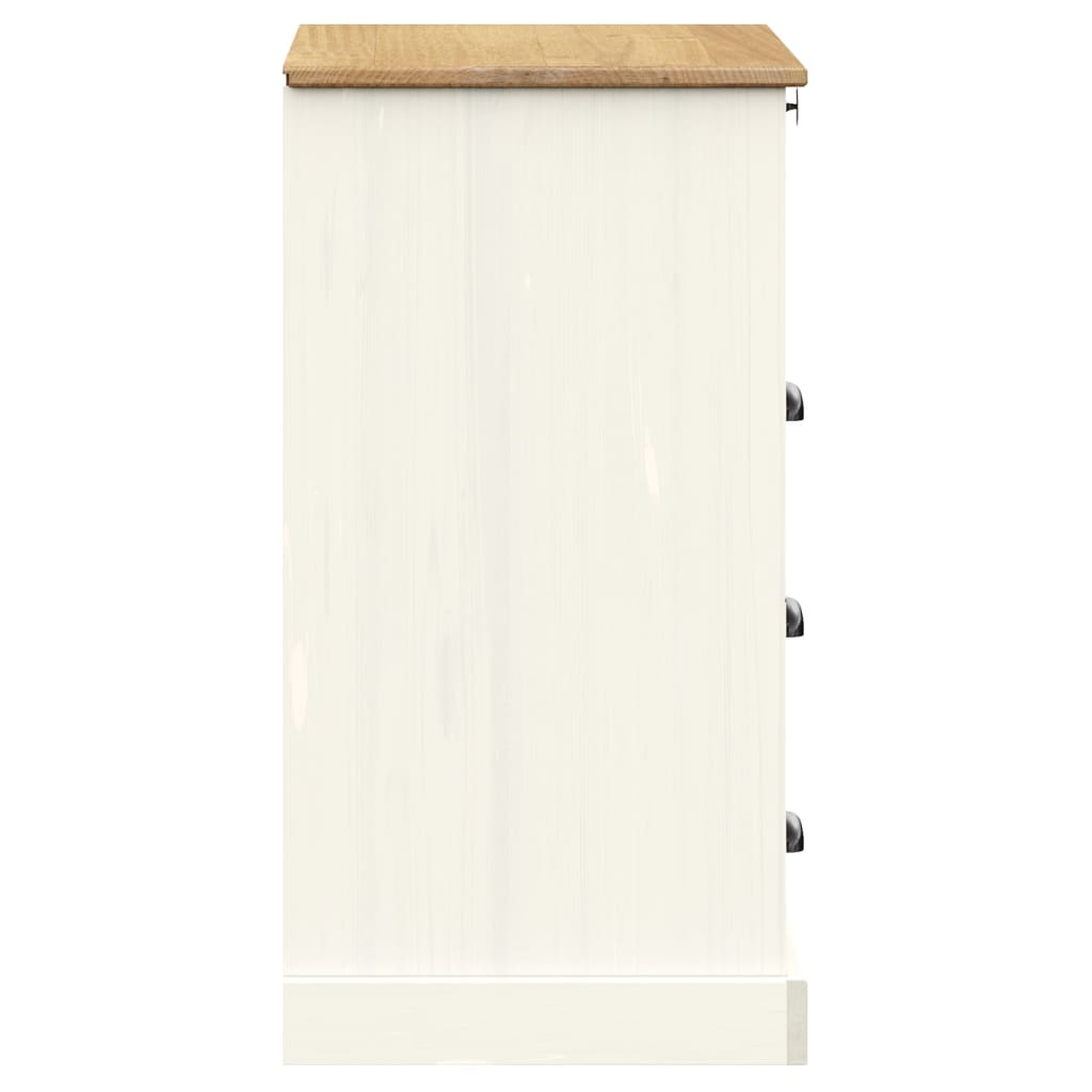 Cassettiera VIGO Bianca 80x40x76 cm in Legno Massello di Pino