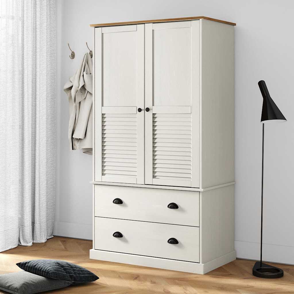 Armadio VIGO 90x55x170 cm in Legno Massello di Pino Bianco - homemem39