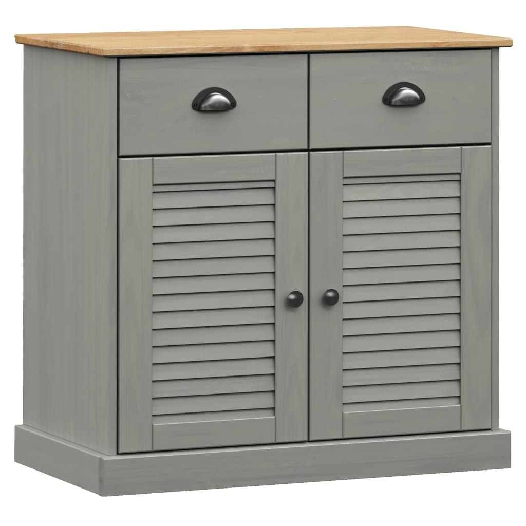 Credenza Cassetti VIGO Grigia 78x40x75 cm Legno Massello Pino - homemem39