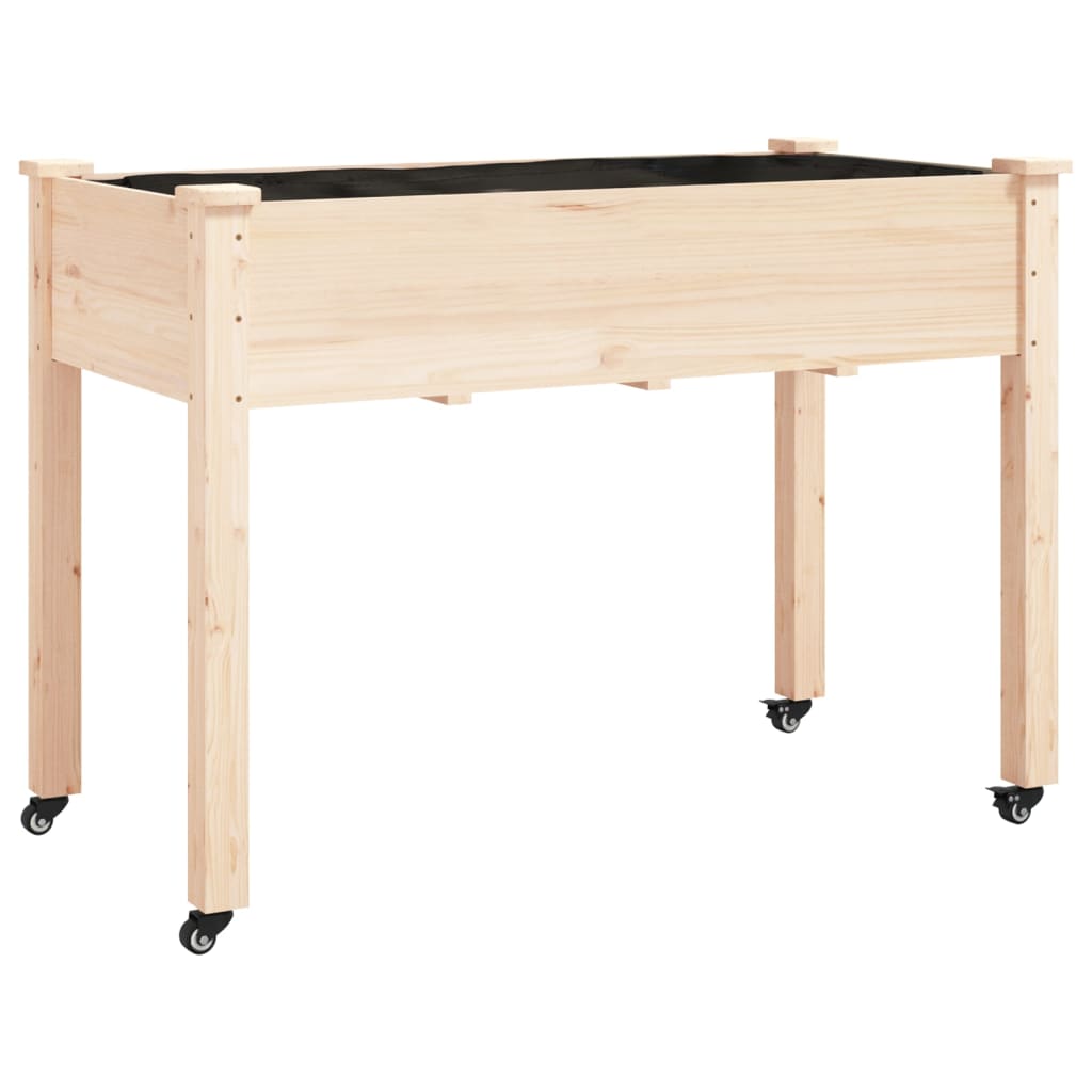 Fioriera con Ruote e Fodera 118x59x80cm Legno Massello di Abete - homemem39