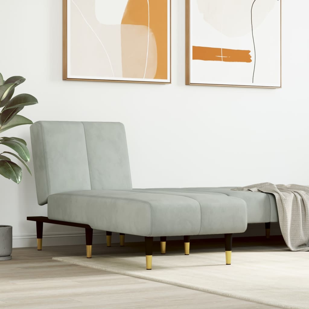 Chaise Longue in Velluto Grigio Chiaro - homemem39
