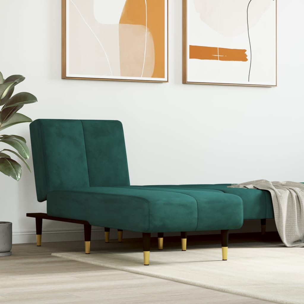 Chaise Longue in Velluto Verde Scuro - homemem39