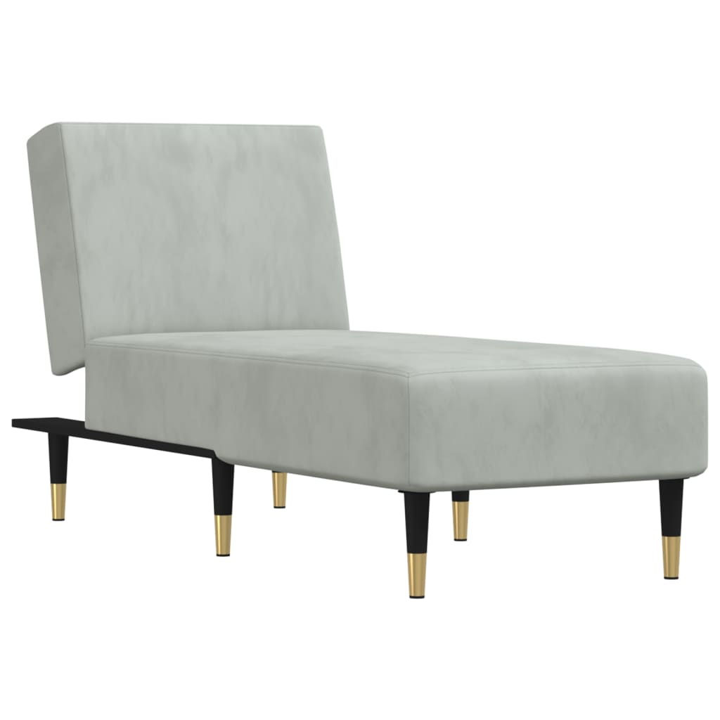 Chaise Longue in Velluto Grigio Chiaro - homemem39