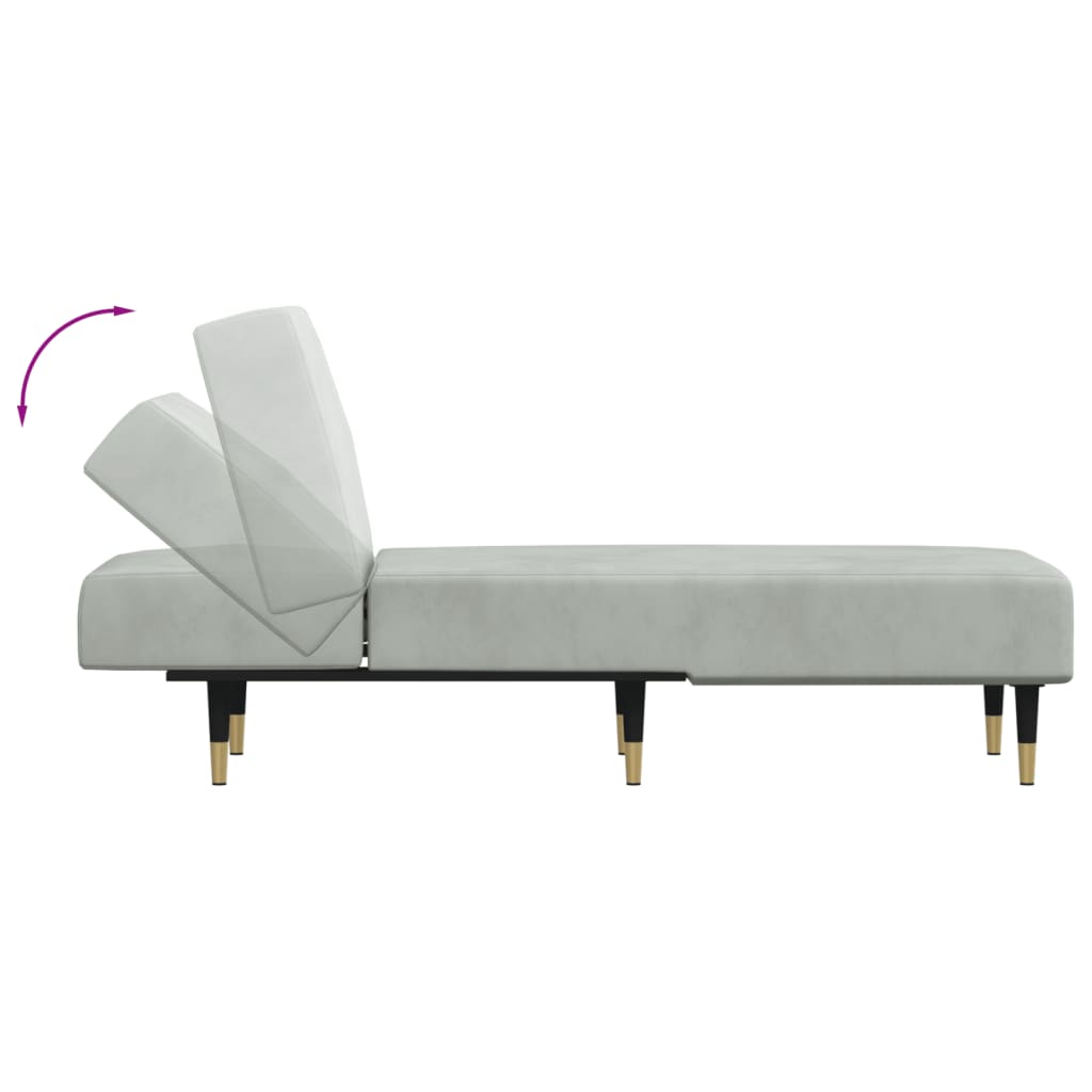 Chaise Longue in Velluto Grigio Chiaro - homemem39