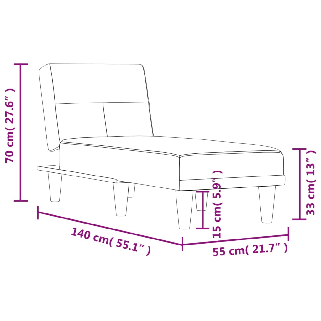 Chaise Longue in Tessuto Grigio Chiaro - homemem39