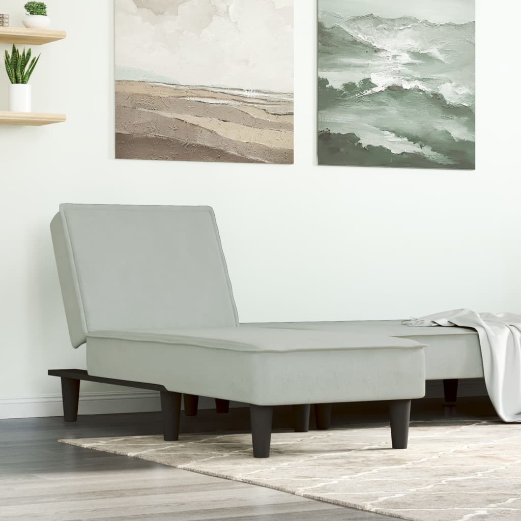 Chaise Longue in Velluto Grigio Chiaro - homemem39