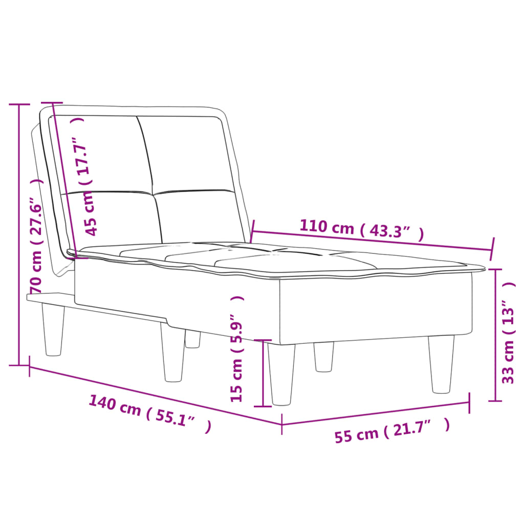 Chaise Longue in Tessuto Nero - homemem39