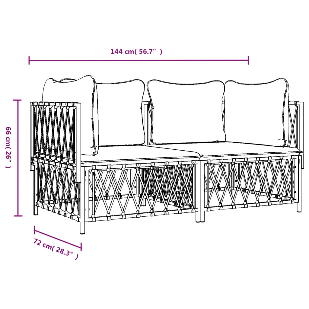 Set Salotto da Giardino 2 pz con Cuscini in Acciaio Antracite | homemem39